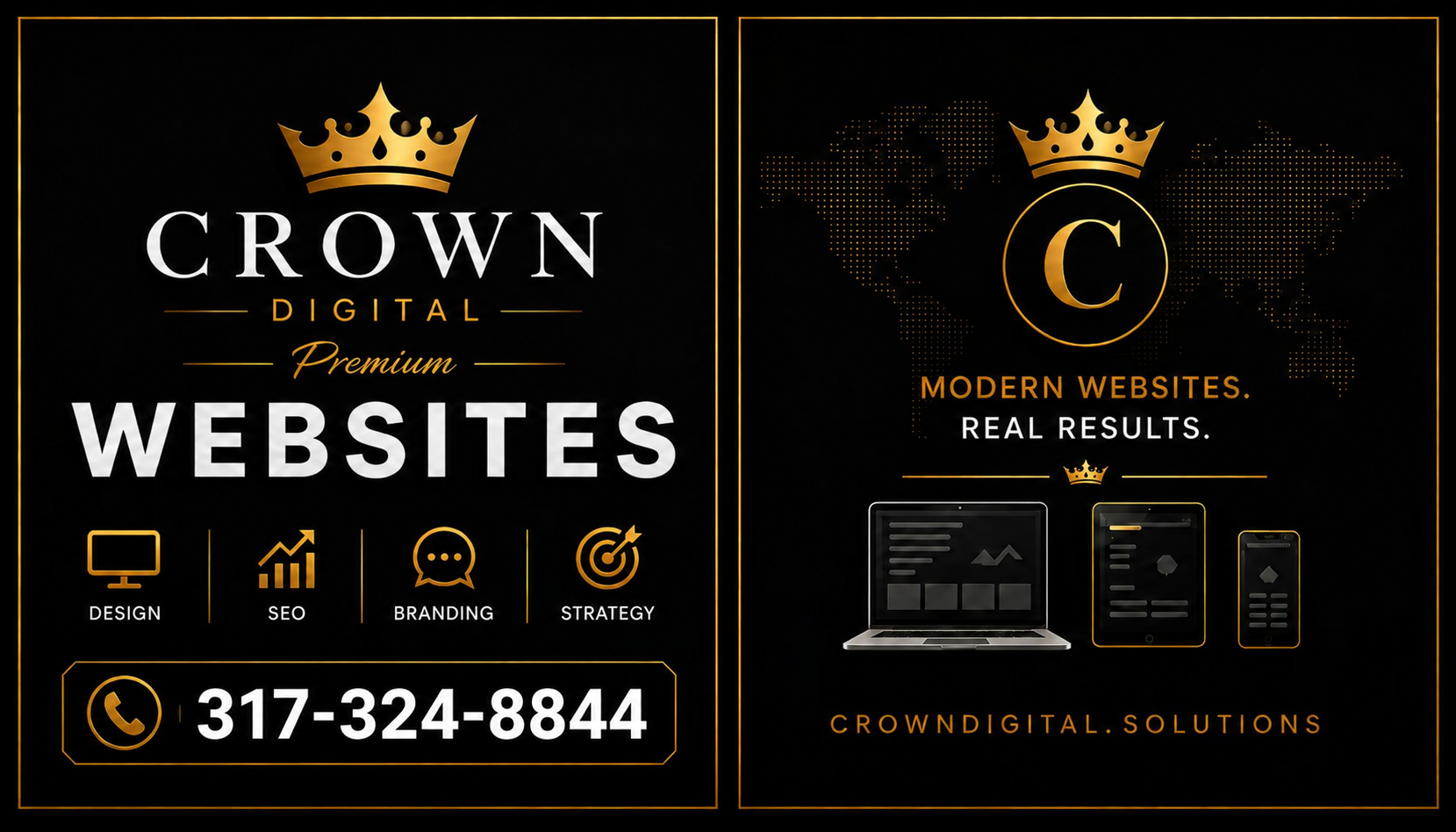 Crown Digital Solutions premium website design business card